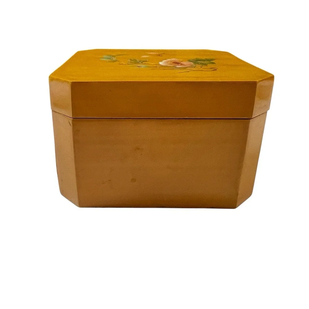 Vintage Hand Painted Wooden‎ Trinket Jewelry Box 4